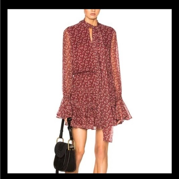 Alexis Elida Tie Neck Floral Dress XS Long Sleeve Plum - Picture 1 of 9